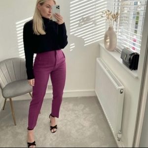 NTW Zara High Waist Cigarette Purple Trouses Dress Pants